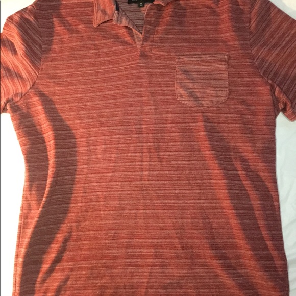 Banana Republic polo shirt dark raspberry strips men's XL - Picture 2 of 4